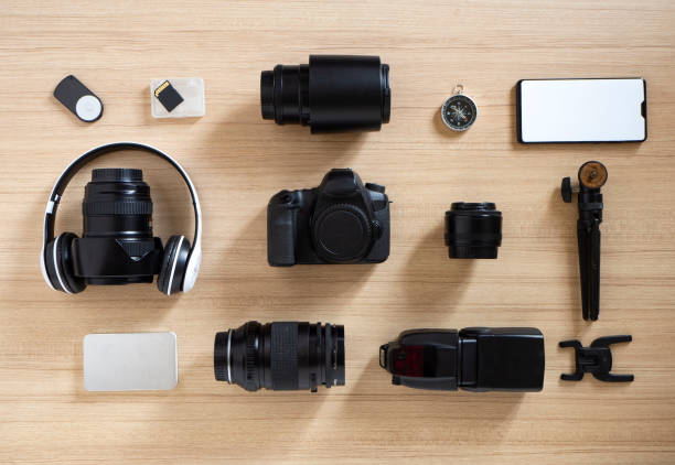istock Flat lay composition with photographer's equipment and accessories 1136281003