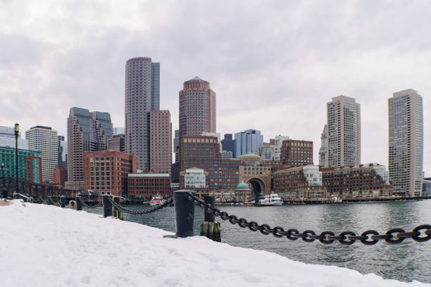 istock Downtown Boston from the Fan Pier Park 1136296820