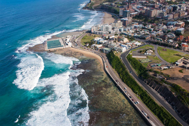 istock Newcastle Ocean Baths aerial view - Newcastle NSW Australia 1136299534
