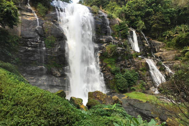 istock wachirathan waterfall at doi inthanon, Chiangmai Thailand - Beautiful waterfall landscape. 1136301525