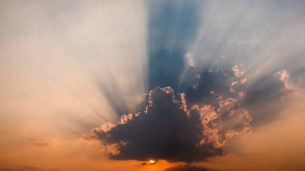 Free Stock Photo of Sunset with sunbeams piercing clouds | Download ...