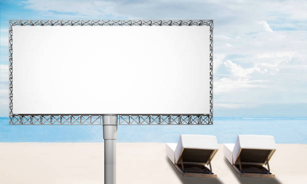 istock Blank advertisement billboard on the beach in summer 1136310016