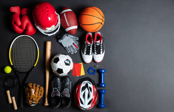 istock Sport Equipment On Black Background 1136317338
