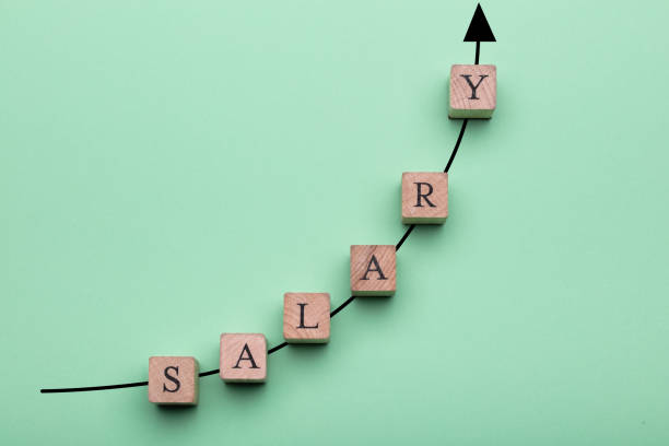 istock Salary Text Wooden Block Arranged On Graph 1136317730