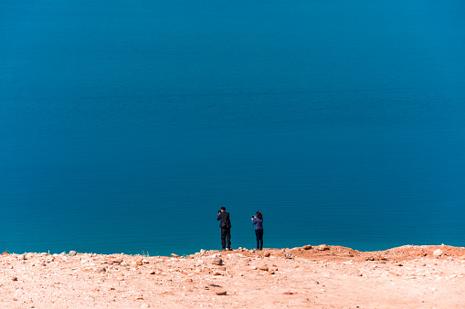 Photographer are photographing at dead sea
