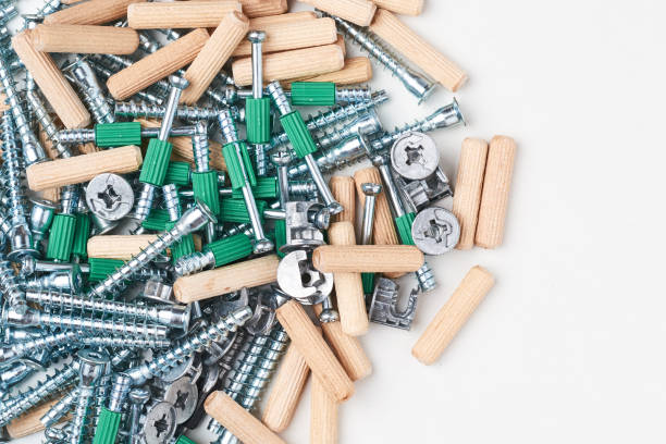 istock Furniture assembly tools eccentric and confirmatte on a white background isolated 1136323106