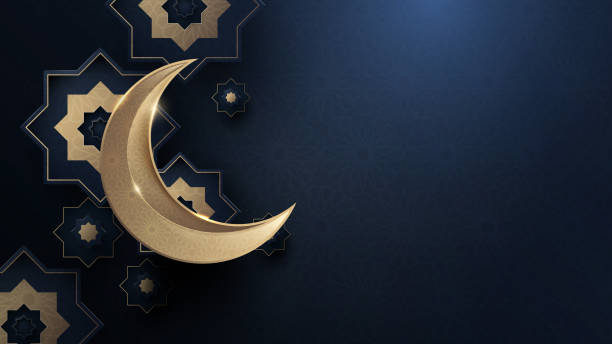 ilustrações de stock, clip art, desenhos animados e ícones de ramadan kareem. gold moon and abstract luxury islamic elements background - eid il fitr