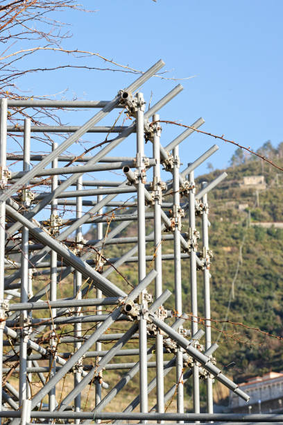 istock scaffolding for reapir a old castle in riomaggiore 1136327613