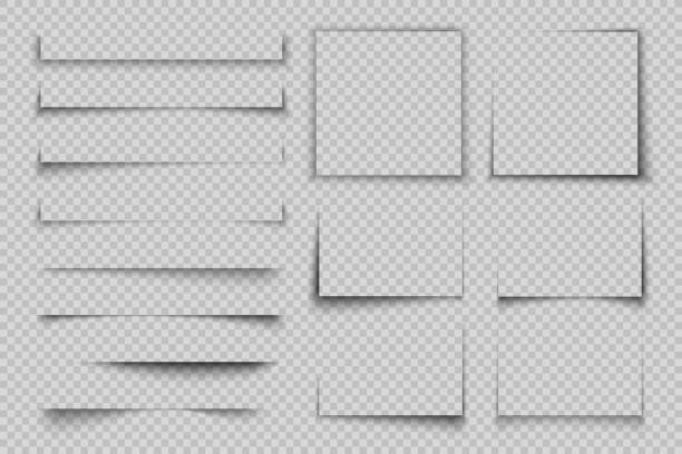 efekt papírového stínu. obdélníkový rámeček čtvercový stín, realistický průhledný prvek popisku, vektorový stín letáku bannerového plakátu - roh popis stock ilustrace