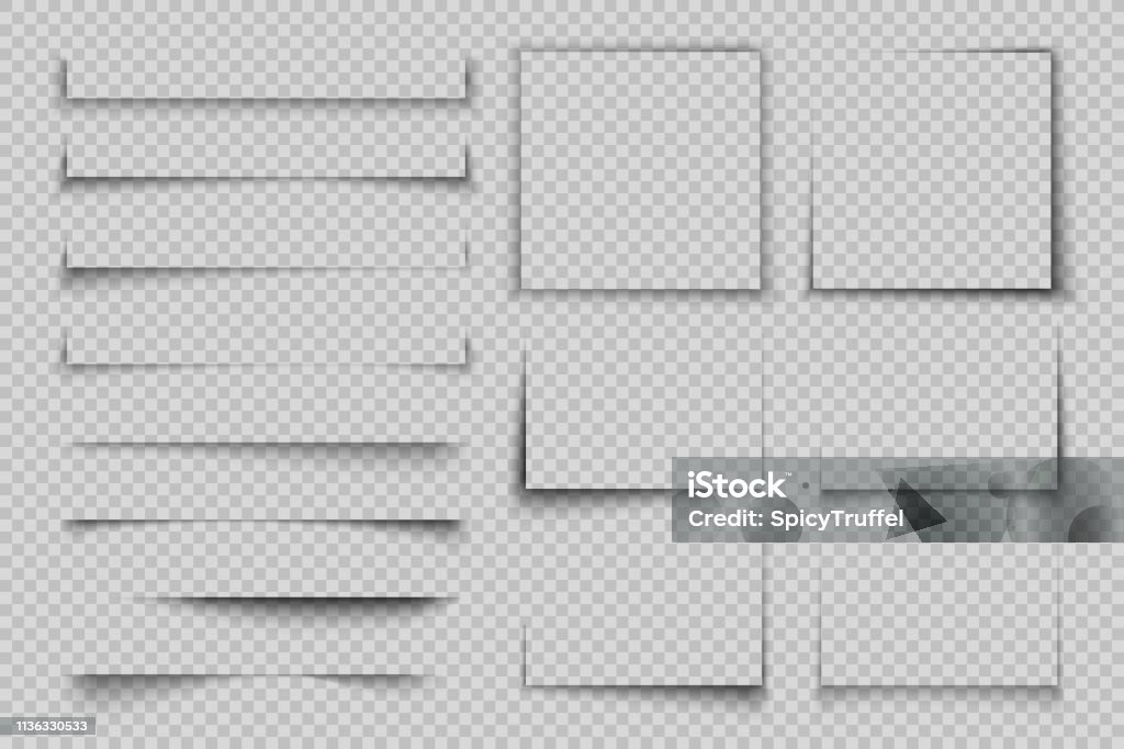 Paper shadow effect. Rectangle box square shadow, realistic transparent label element, banner poster flyer vector shadow Paper shadow effect. Rectangle box square shadow, realistic transparent label element, banner poster flyer vector shadow set Shadow stock vector