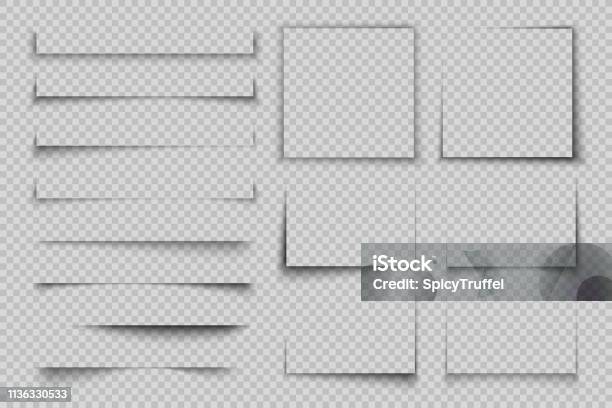 Paper Shadow Effect Rectangle Box Square Shadow Realistic Transparent Label Element Banner Poster Flyer Vector Shadow Stock Illustration - Download Image Now
