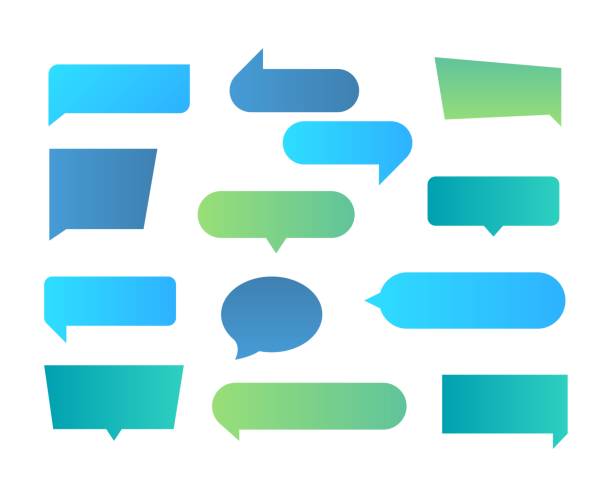 Thought shapes. Text chat speech rectangular bubbles, conversation talk shape, dialog flat shape. Vector text bubbles gradient Thought shapes. Text chat speech rectangular bubbles, conversation talk shape, dialog flat shape. Vector text bubbles gradient set green word bubble stock illustrations