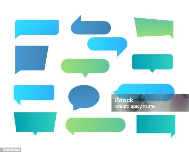 Thought Shapes Text Chat Speech Rectangular Bubbles Conversation Talk Shape Dialog Flat Shape Vector Text Bubbles Gradient Stock Illustration - Download Image Now