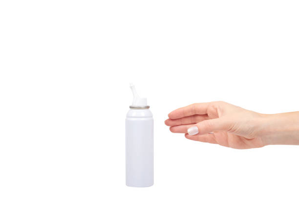istock White nose wash spray bottle with hand, sea water therapy 1136332435
