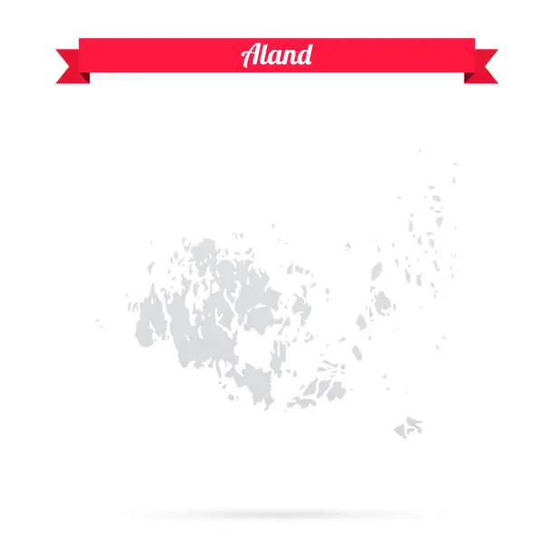 Vector illustration of Aland map on white background with red banner