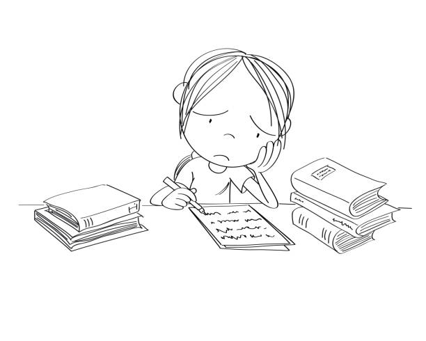 445 Child Write Black And White Illustrations & Clip Art - iStock | Cat  touch face