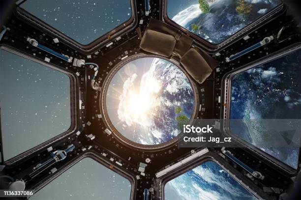 Cockpit View From International Space Station Stock Photo - Download Image Now - International Space Station, Outer Space, Window