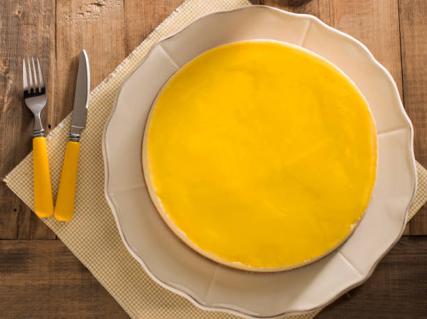 istock Lemon Cheesecake on wooden table background. 1136339100