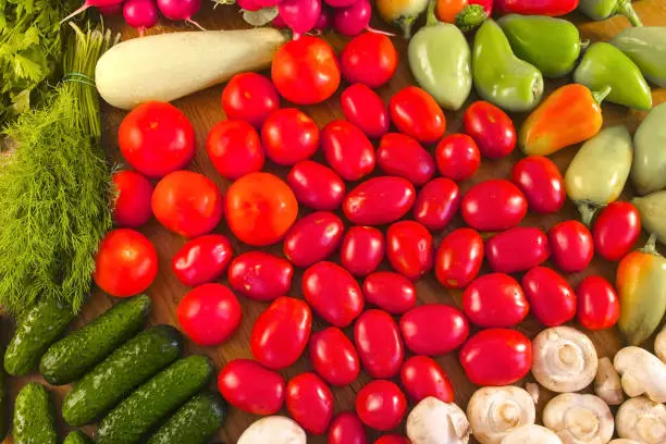 Photo of Fresh vegetables on the kitchen table.