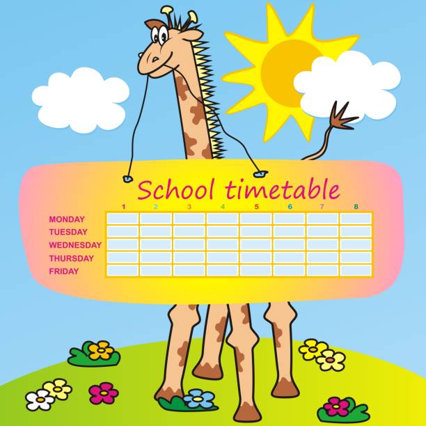 kuvapankkikuvitukset aiheesta koulun aikataulu, kirahvi - back to school