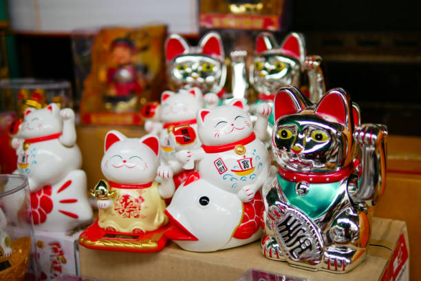 istock Ceramic doll of Japanese welcome or lucky cat 1136342659