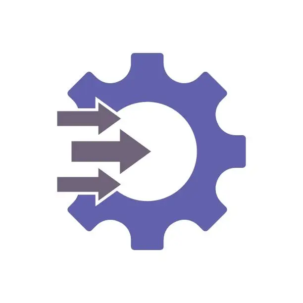Vector illustration of Workflow process icon in flat style. Gear cog wheel with arrows vector illustration on white isolated background. Workflow business concept. EPS 10