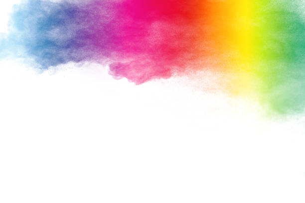 istock Colorful powder explosion on white background. Pastel color dust particle splashing. 1136342750