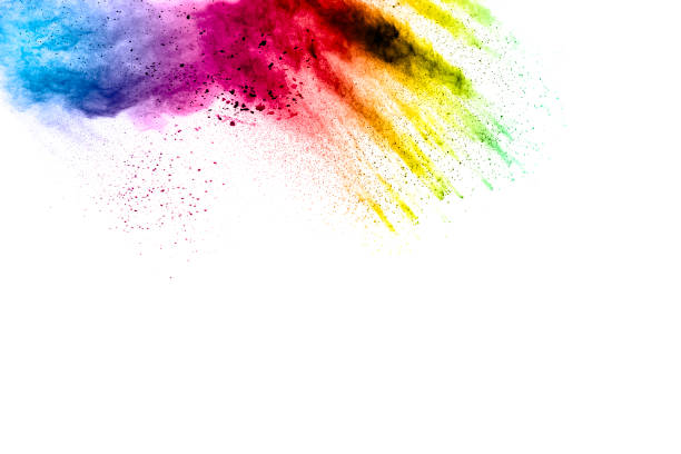 istock Colorful powder explosion on white background. Pastel color dust particle splashing. 1136342760