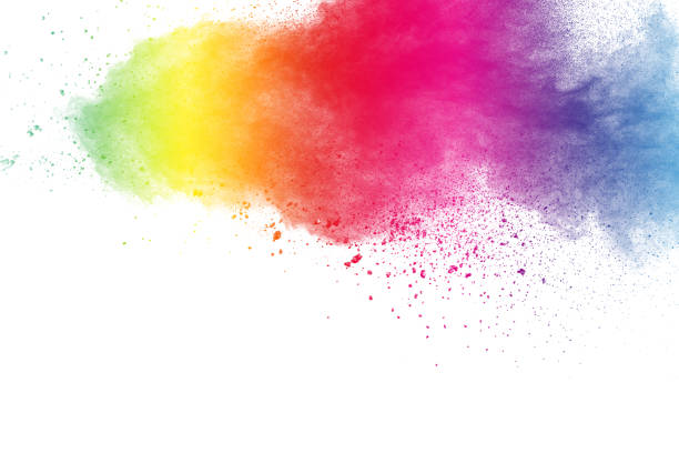 istock Colorful powder explosion on white background. Pastel color dust particle splashing. 1136342762