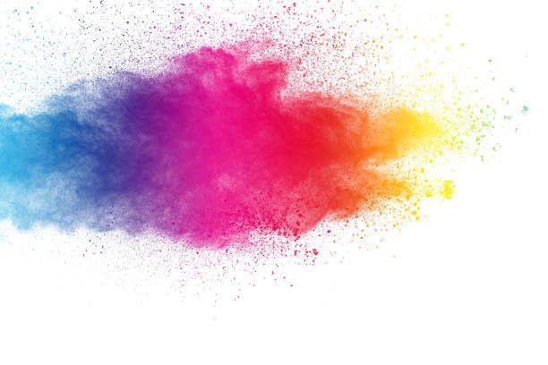 istock Colorful powder explosion on white background. Pastel color dust particle splashing. 1136342774