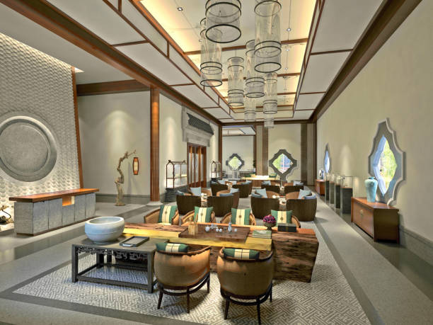 istock 3d render of luxury hotel lobby and reception 1136344895
