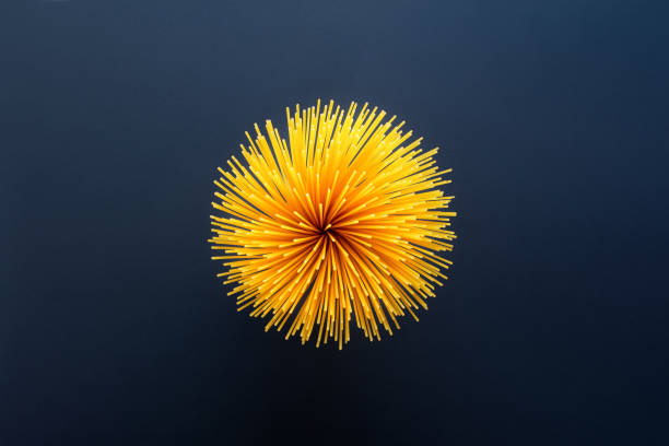 Italian spaghetti on a wooden table.Spaghetti on dark background with copy space