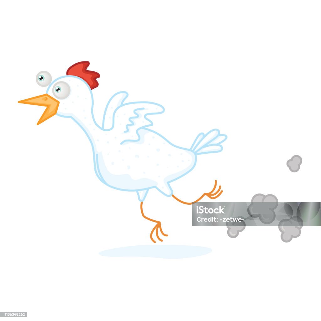 Running Chicken Vector Running White Chicken Stock Illustration - Download Image Now - Animal ...