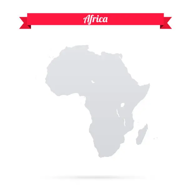 Vector illustration of Africa map on white background with red banner