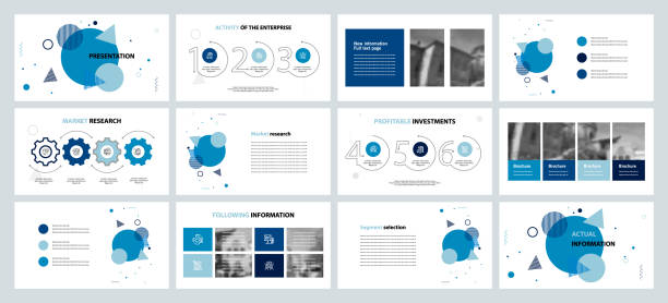 illustrations, cliparts, dessins animés et icônes de ce modèle est le meilleur comme une présentation d'affaires, utilisé dans le marketing et la publicité, flyer et bannière, le rapport annuel. éléments sur un fond gris foncé - over easy