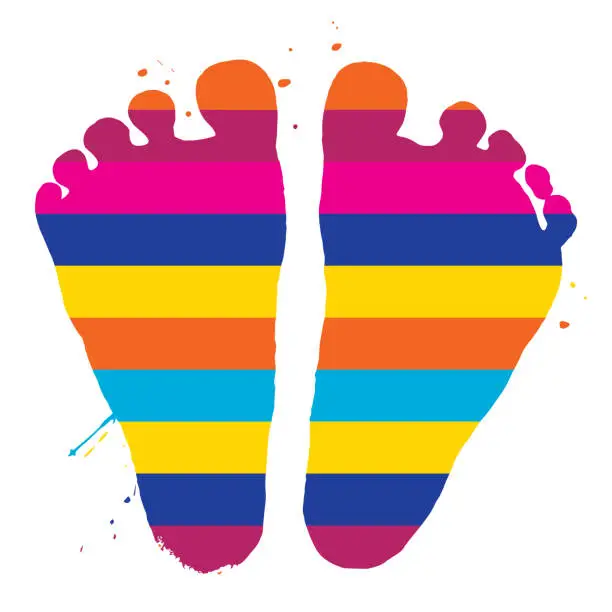 Vector illustration of Down syndrome Footprints In Colorful