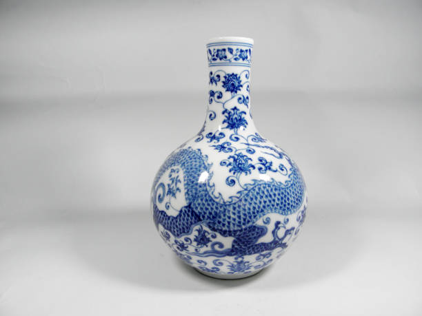istock Chinese vase handcraft isolated on white background high quality 1136355600