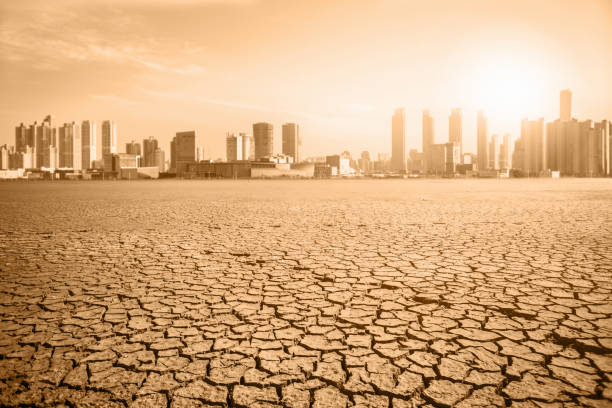 지구 온난화 효과 후 도시 - drought landscape global warming environment 뉴스 사진 이미지