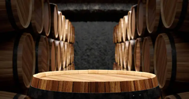 Photo of Barrels in the wine cellar
