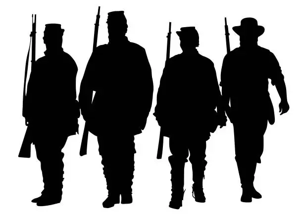 Vector illustration of Soldiers of civil war