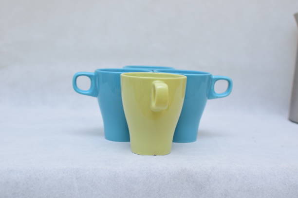 istock Set of Blue and green Ceramic Mug for hot drinks , isolated on white back ground 1136365745