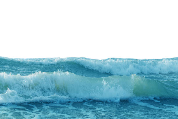 istock High surf waves isolated on white background, summer time image. Blue sea, white foam scenic sunny day. 1136368724