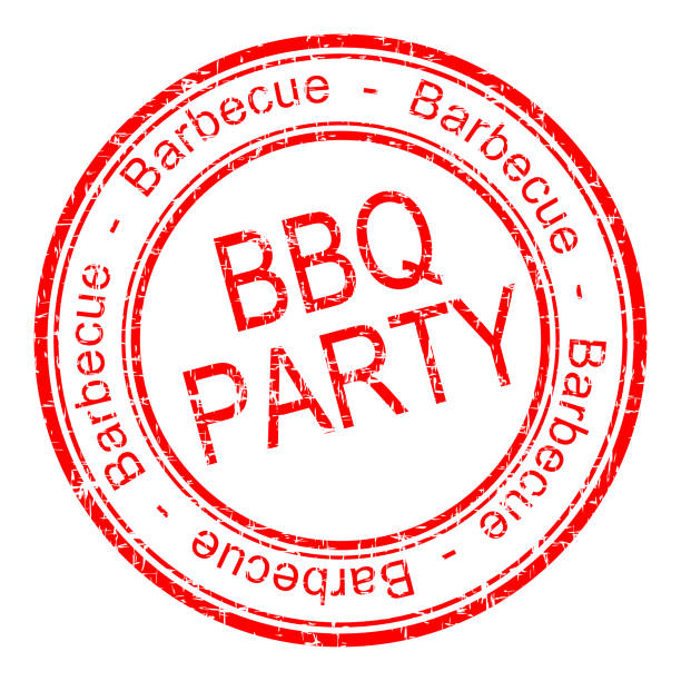 BBQ Party rubber stamp – illustration stock photo