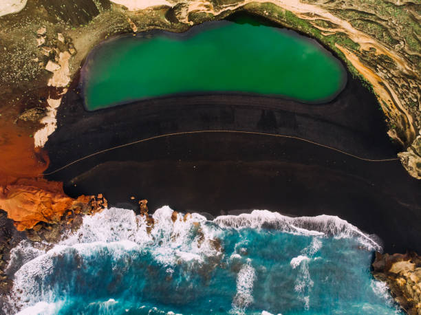 istock Multicolored natural landscape with bird's eye view, Lanzarote 1136369036