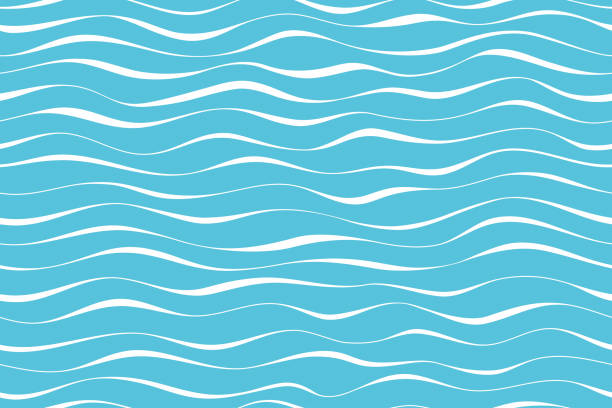 웨이브 패턴 원활한 추상적인 배경입니다. 여름 벡터 디자인에 대 한 파란  색 배경에 줄무늬 웨이브 패턴 화이트. - 흐름 일러스트 stock illustrations