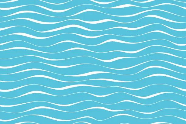 Vector illustration of Wave pattern seamless abstract background. Stripes wave pattern white on blue background for summer vector design.