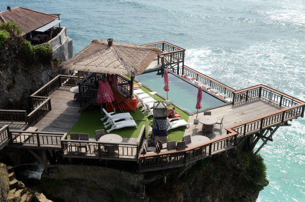 Delpi cafe located at Suluban Beach, one of Balis most unique coasts, concealed by natural limestone formations.