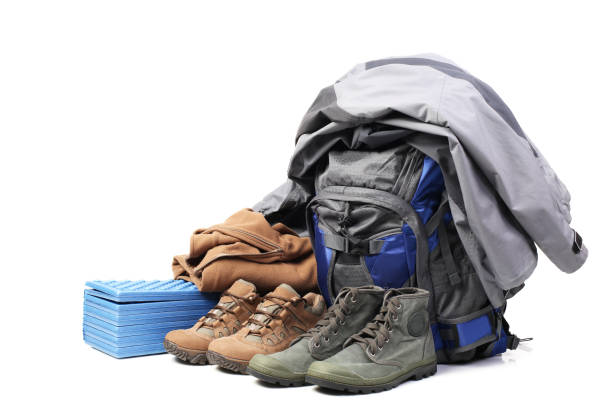 istock Tourist equipment isolated on white background 1136372718