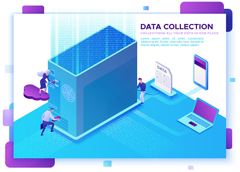 Data Collection Examples Ui Data Collection Website Template Isometric 3d Illustration With ...
