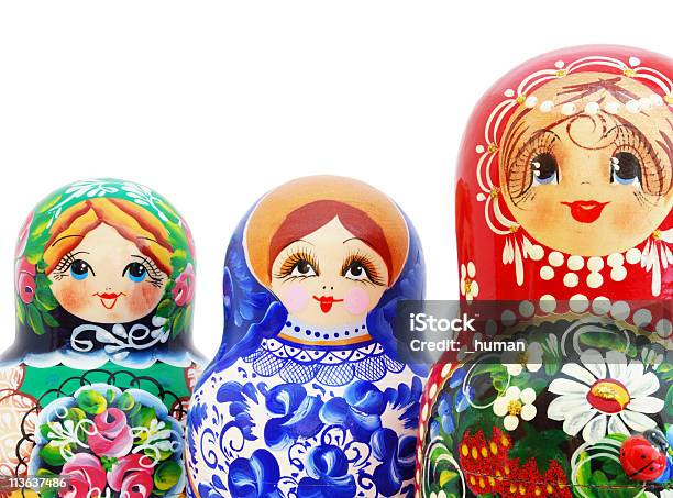 Aninhamento Bonecas Russas - Fotografias de stock e mais imagens de Azul - Azul, Babushka, Boneca
